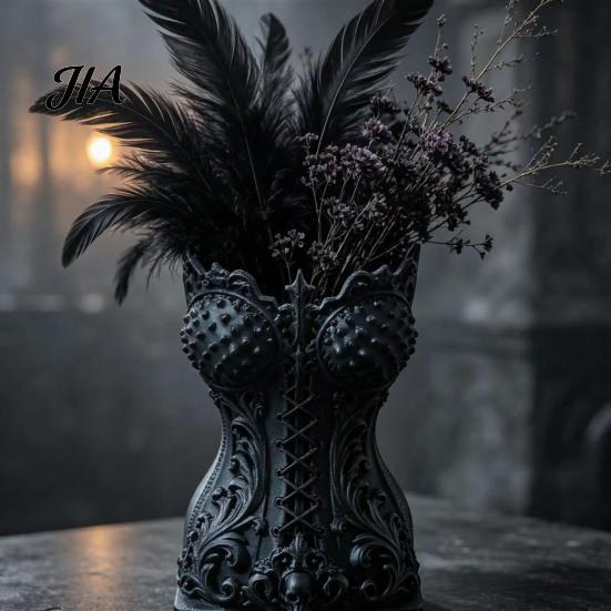 Decorative PLA Pen Stand 3D Printed Gothic Corset Holer, Vintage Makeup Brush Holder, Retro Style Desk Organizer for Desktop Office Supplies