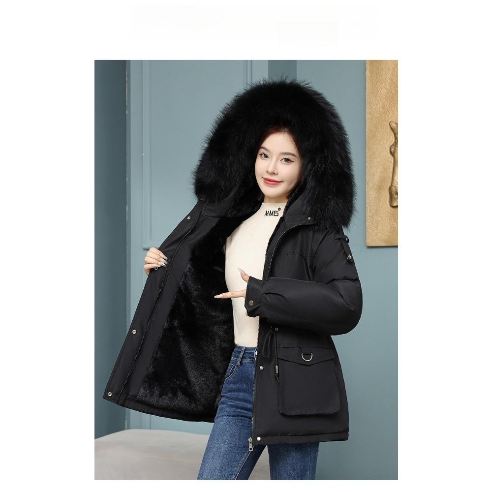 New down cotton-padded jacket for women, mid-length, Korean-style loose plus-size cotton-padded jacket