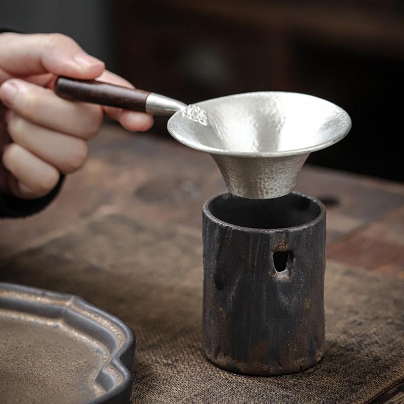 Tin Tea Drain Hand Filter Screen Kung Fu Tea Set Accessories Ebony Side Tea Filter