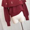 Women's Festive Knit Red Cloak Sweater & Shawl Two-Piece Set