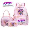 3 stuks K-pop Demon Hunters Rugzak Lunchtas Etui Set Studenten Anime Mode Schooltas Pennenzak Bento Zakje Pak Cadeaus