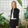 [Matinkim] STRIPE HERRINGBONE POCKET CROP JACKET IN BLACK