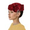 With Flower Straw Pillbox Hat Solid Painter Hat New Brimless Cap  Women's