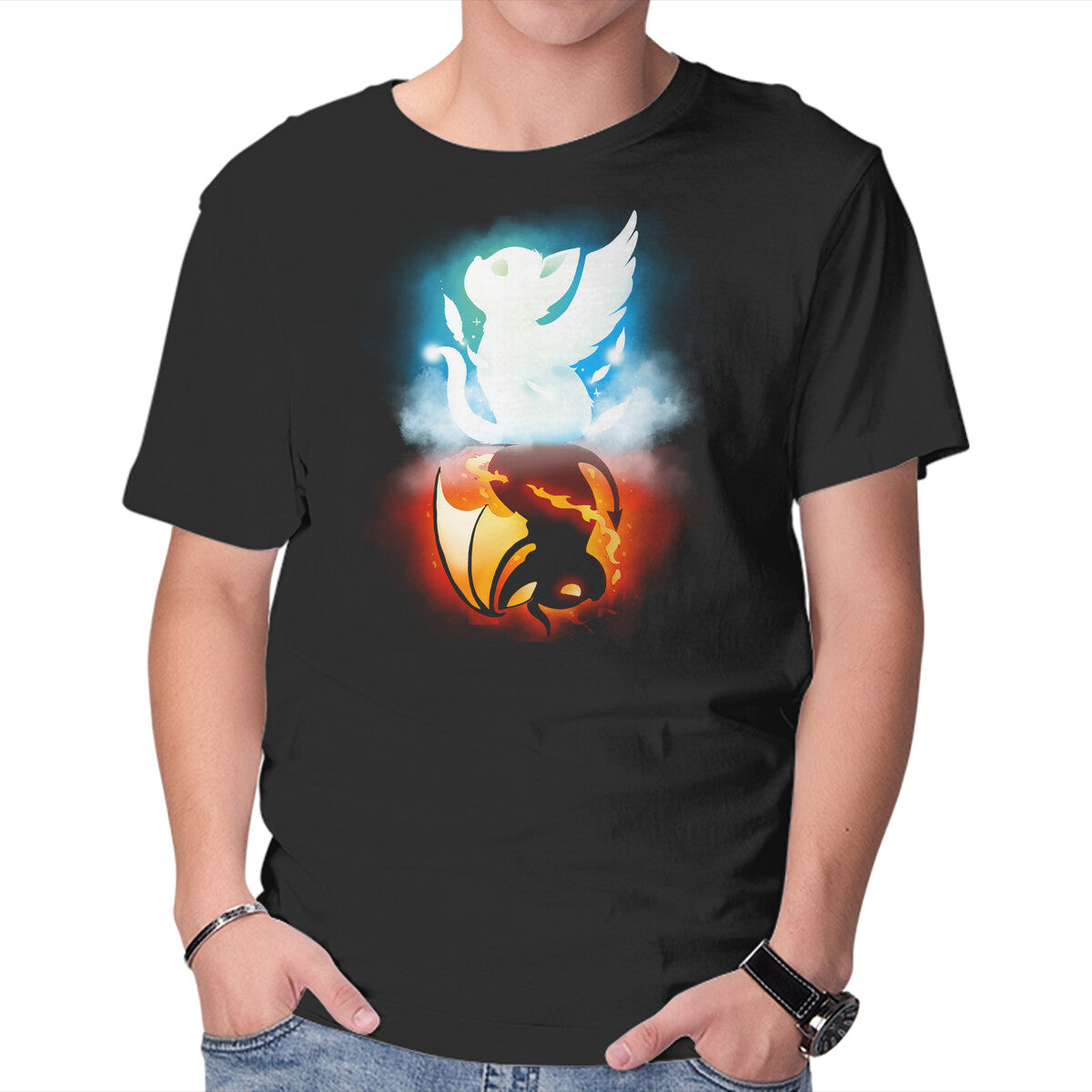Unisex Crew Neck T-Shirt Stranger Cats Graphic Short Sleeve Casual Tee S