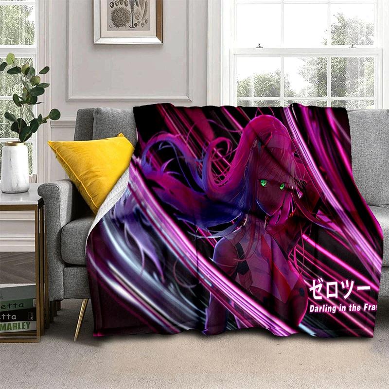 29 Style Cartoon Zero Two 002 Hiro Sexy Girl DARLING in The FRANXX Flannel Blanket,Soft Throw Blanket for Home Bedroom Bed Sofa