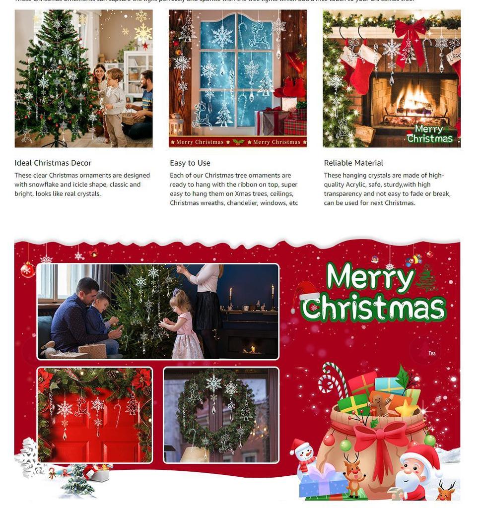 18-Piece Snowflake & Icicle Acrylic Christmas Ornaments Set