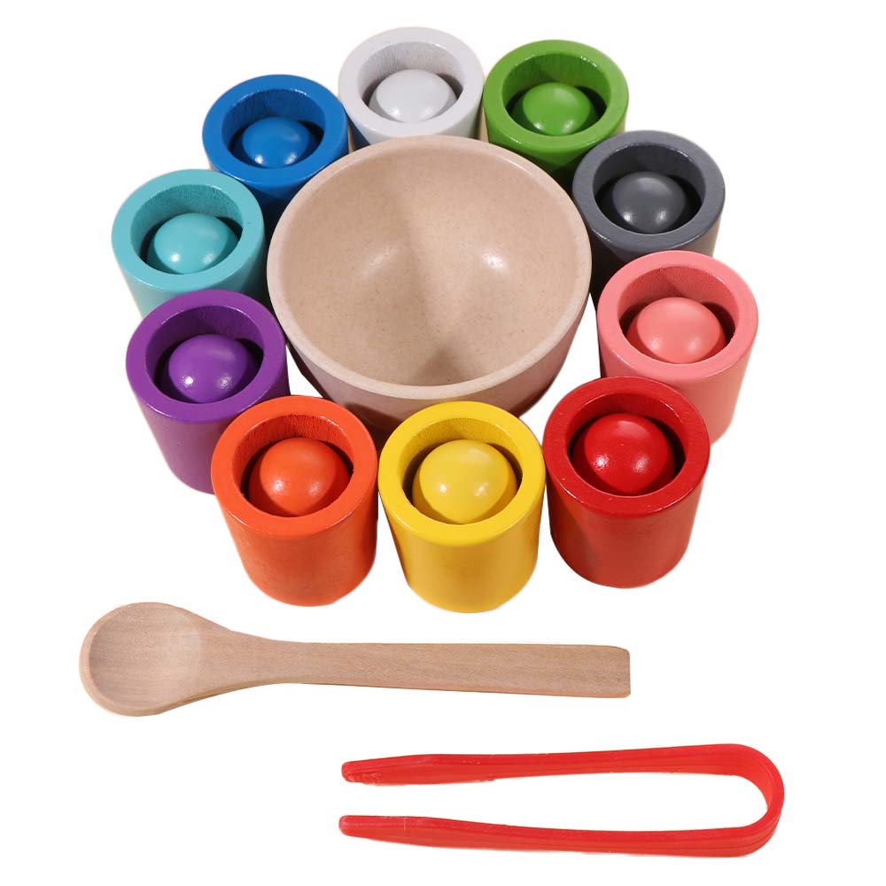 10 Color Color Sorter Game Toys Wooden Sorting Matching Toys Balls In Cups Montessori Preschool