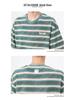 Men's Loose Fit Striped Cotton Crew Neck T-Shirt with Embroidery