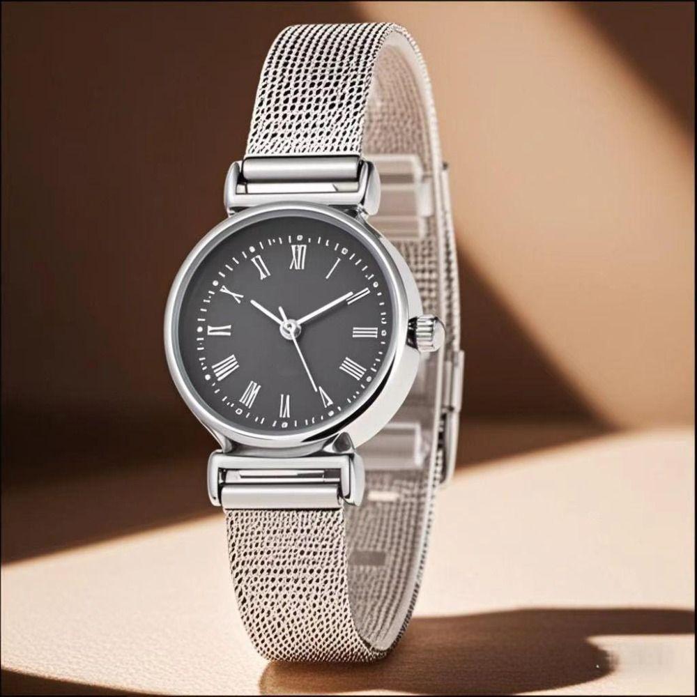 Fashion Round Watches Adjustable Strap Mesh Belt Wristwatches Luxury Quartz Watch Gifts