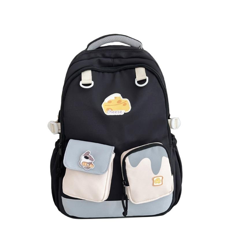 New high-value, fresh and sweet dopamine backpack contrasting color splicing high school students large-capacity backpack