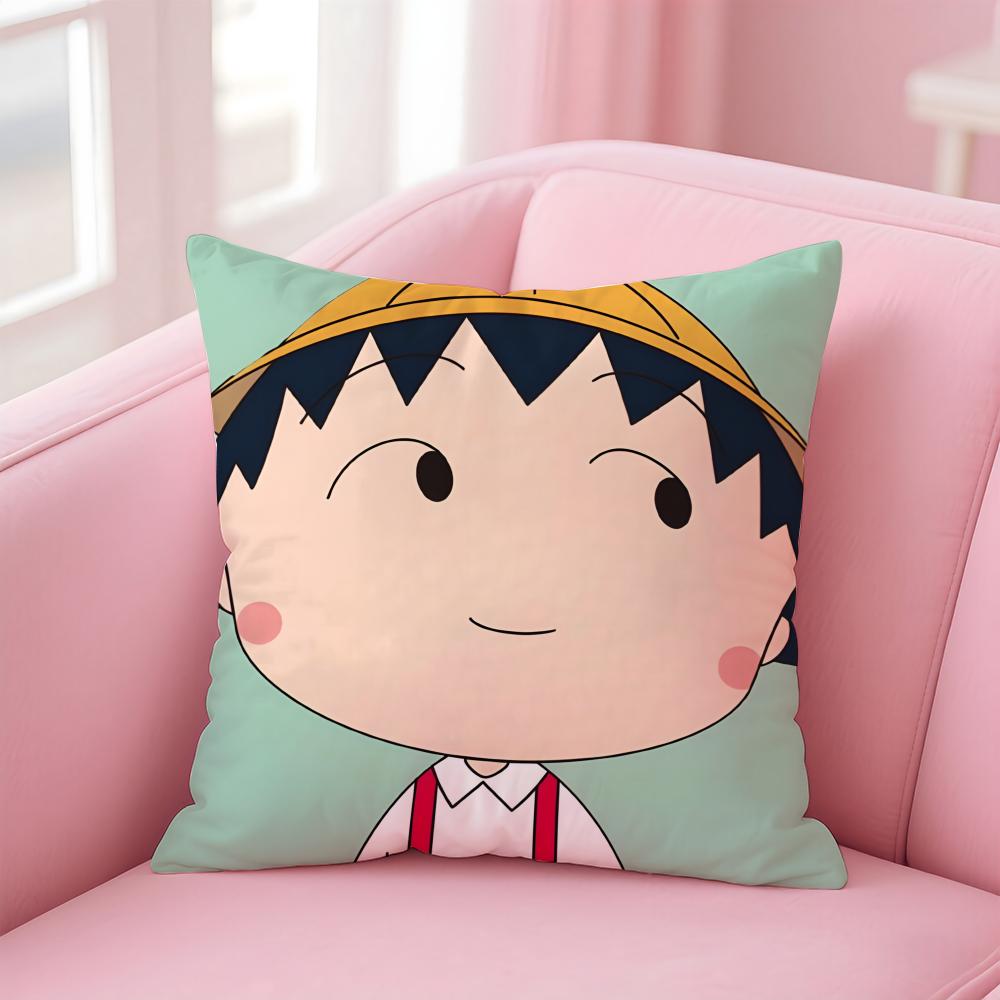 Cute Anime C-Chibi M-Maruko Chan Cushion Cover Comfortable Reversible Pillow Cover Ideal for Car Sofa Bedroom & Beyond
