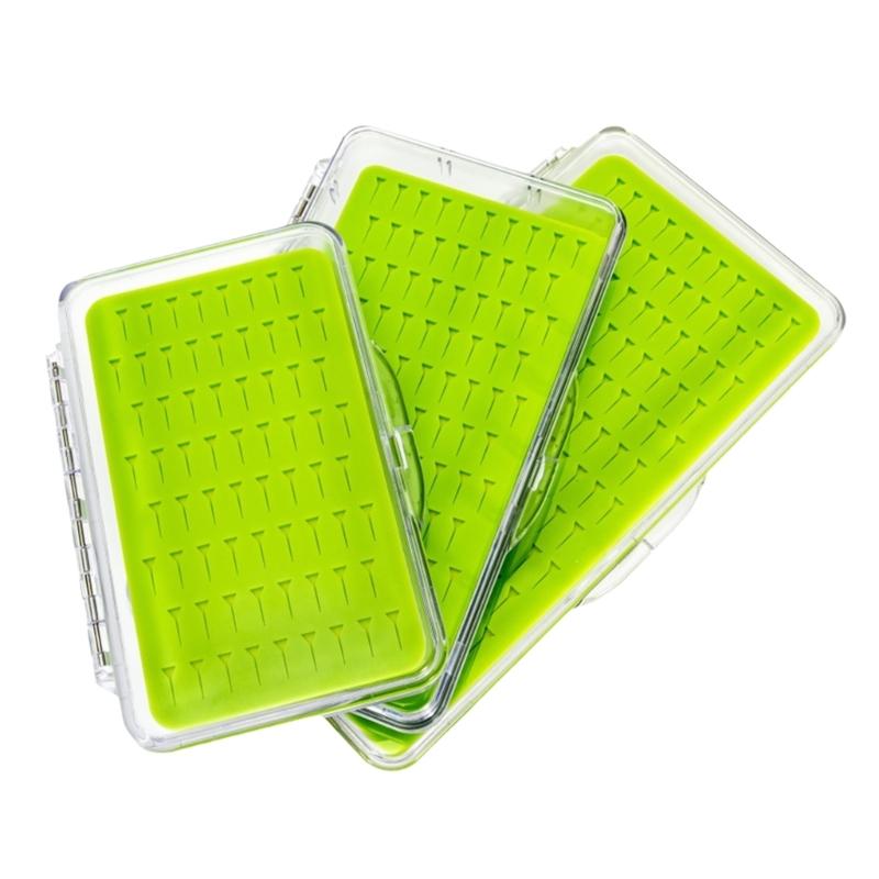 Waterproof Single Side Plastic Fly Box Silicone Pad Insert Fly Storage Fishing Tackle Box Clear Lid Fly Box Container