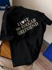 Black Short Sleeve T-Shirt I LOVE MY COUGAR GIRLFRIEND Printed Text Couple Style Casual Daily Wear
