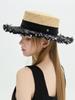 Beulaunhaes Wide Tweed Boater Hat - Black