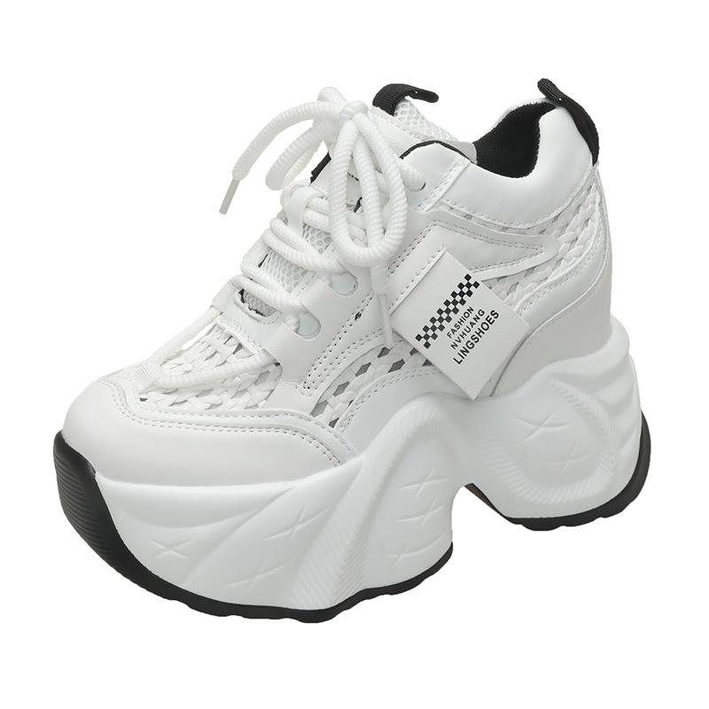 

Inner height increase dad shoes women 2025 summer and autumn new casual muffin versatile thick-soled small sports little white shoes women 34 чёрный