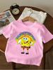 Bouncy SpongeBob Short Sleeve T Shirt Children Summer Cute Crewneck Casual Boys Girls 3-14