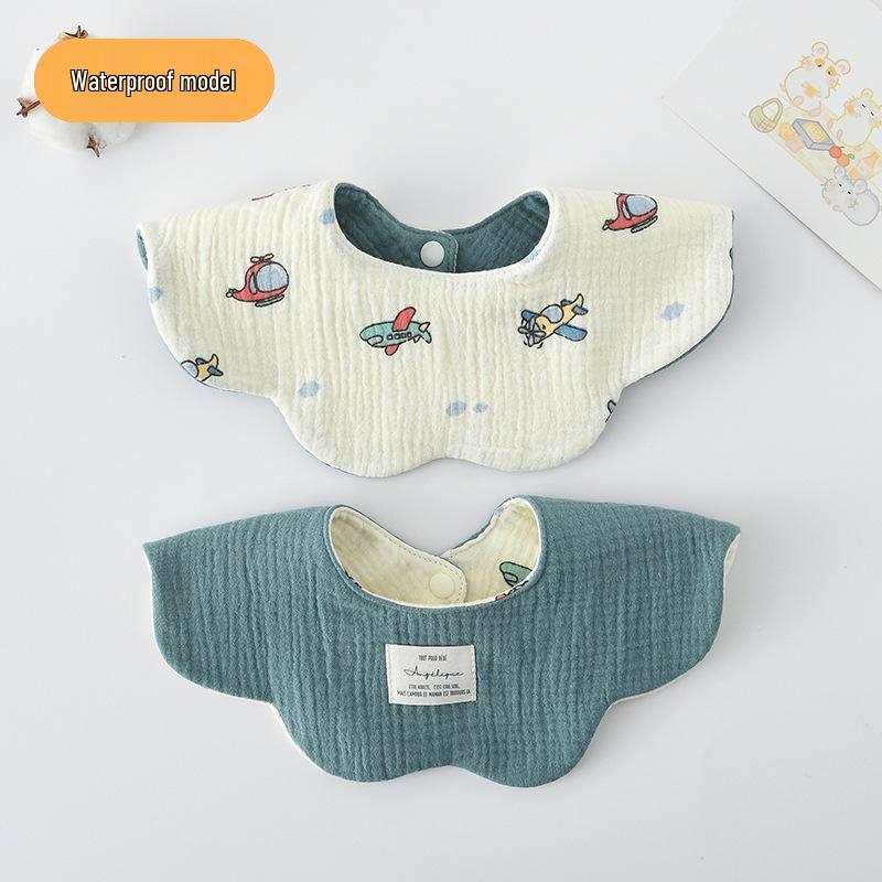 Dwustronny, wodoodporny śliniaczek dla niemowląt w stylu koreańskim z płatkami, wykonany w 100% z gazy bawełnianej