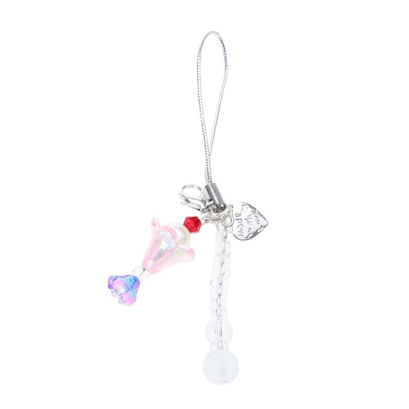 

Adorable Bead Keychain Cute Keyring Simple Cell Phone Anti-lost Lanyard Ornament Perfect Gift for Friend Family Couples 1