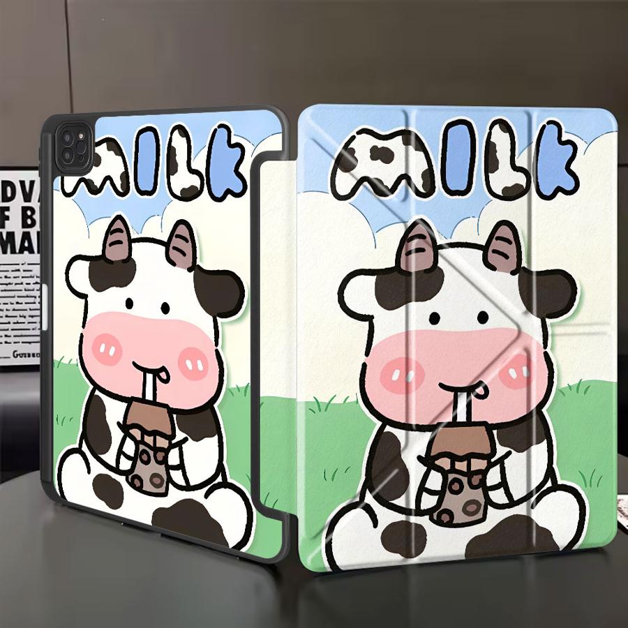 

Tablet Case For iPad Pro 2025 Mini 6 7 Air 4 5 M3 M2 1 2 M4 11inch Pro 11th 10th 9th 8th 7th 12.9inch Holder Cover Cows Drink iPad Mini 6 8.3