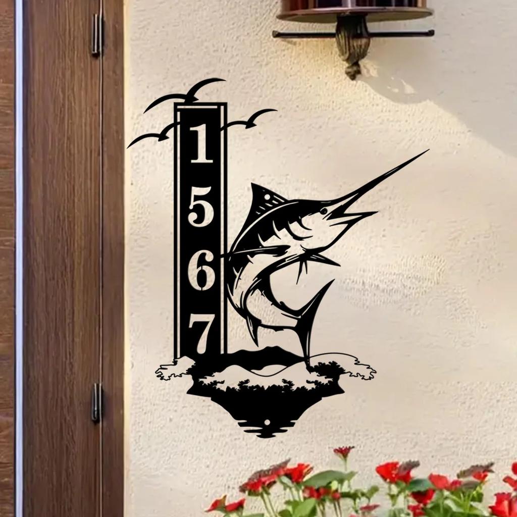 Metal Marlin Fish Wall Art Outdoor Decor for Beach Home Garden