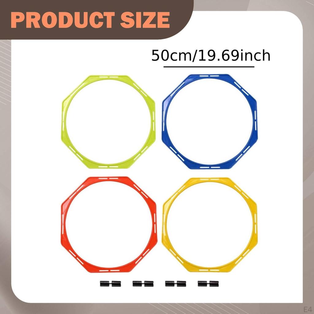 4x Agility Rings Multipurpose Training Equipment for Games Exercise Football