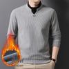 Men's Autumn/Winter Thickened Long-Sleeve Top, Half-High Collar, Plus Velvet Warm Knit Base Layer.
