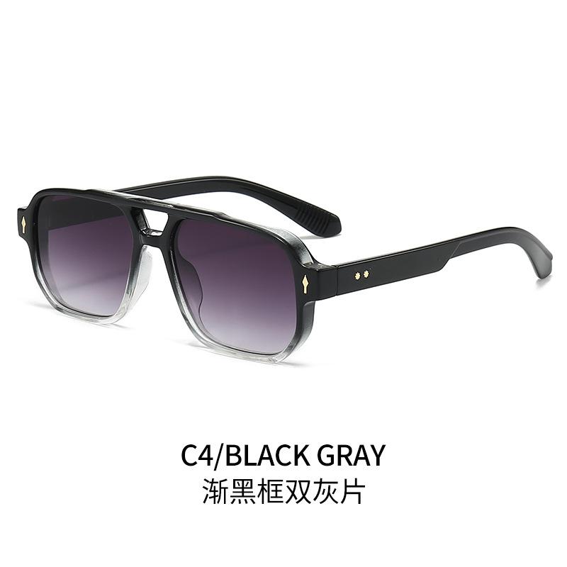 New Square Double Beam Sunglasses Men'S Casual Driving Sunglasses Business Style Decorative Sunglasses