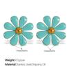 Retro Hong Kong Style Oil Drip Flower Stud Earrings Stainless Steel Gold Plated Simple Small Fashion Pearl Earrings Women