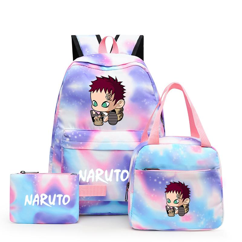 3-teiliger Schulrucksack für Mädchen Y2K mit Lunch-Taschen, Studenten-Taschen-Set, Kinder-Stifttasche, zurück zur Schule, Anime-Leinwand-Rucksack