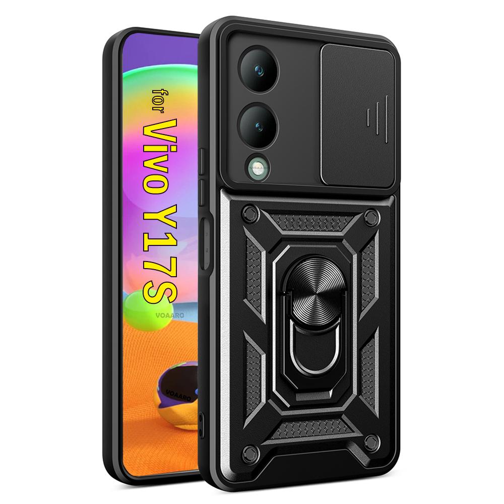 Slide Lens Armor Funda For Vivo Y17S 4G Case for Vivo Y17S 4G Global Case Magnetic Ring Stand Holder Cover Shockproof Back Capa