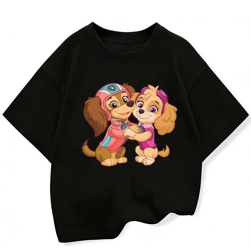 Summer Cartoon cute Skye Print T-Shirt for girls Casual Round Neck Short Sleeve Design Perfect for Toddlers Everyday Wear Holidays