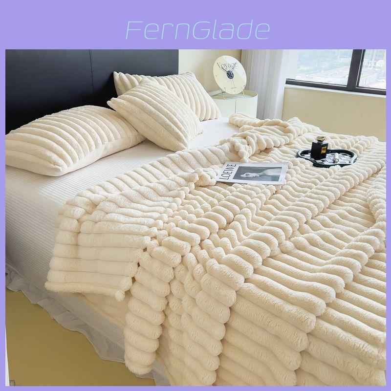 Office Nap Blanket With Solid Color Striped Design For Spring Autumn Relaxation