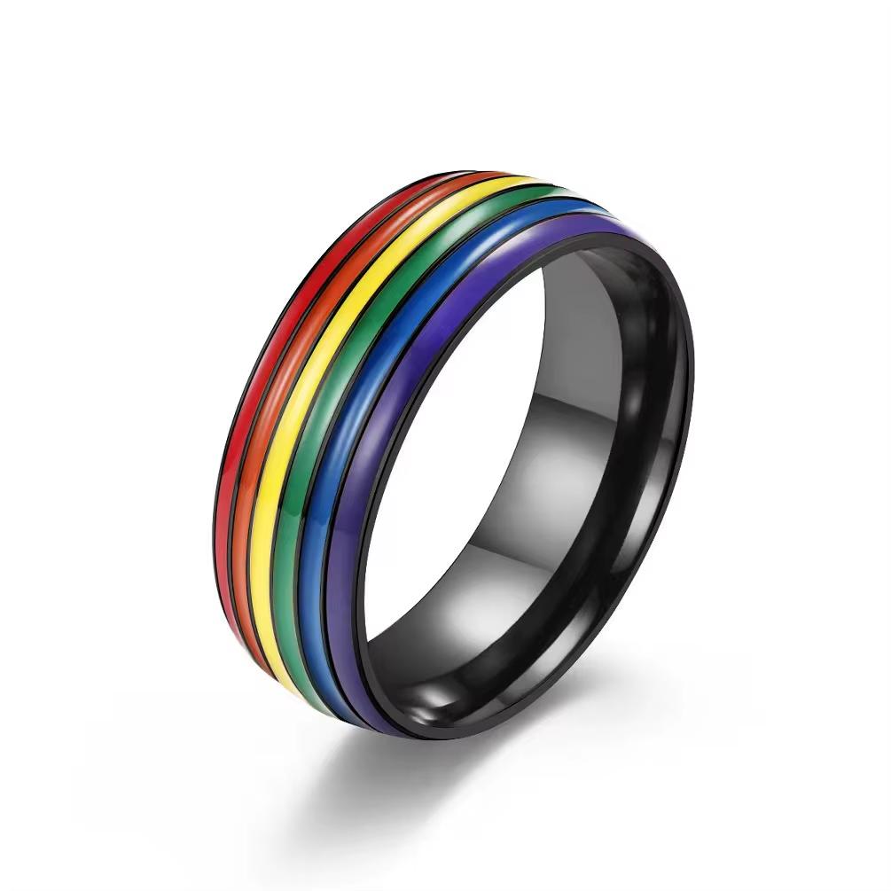 Black Ring Rainbow Rainbow Lgbt Wedding Ring Size 18