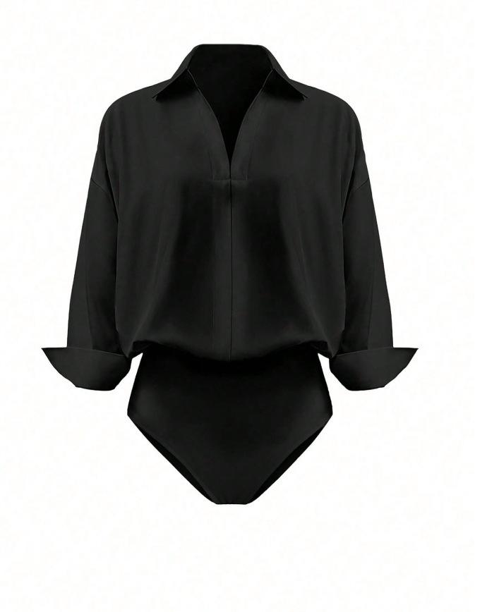 

2026 European Fashion Slim-fit Mid-sleeve Women s Lapel Shirt S