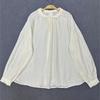 Johnature Thin Lace Trim Shirt Vintage Long Sleeve Top For Spring Autumn Women Shirts