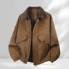 Mens PU Leather Jacket Casual Workwear Style Turn-Down Collar Outerwear Slim Fit Windproof