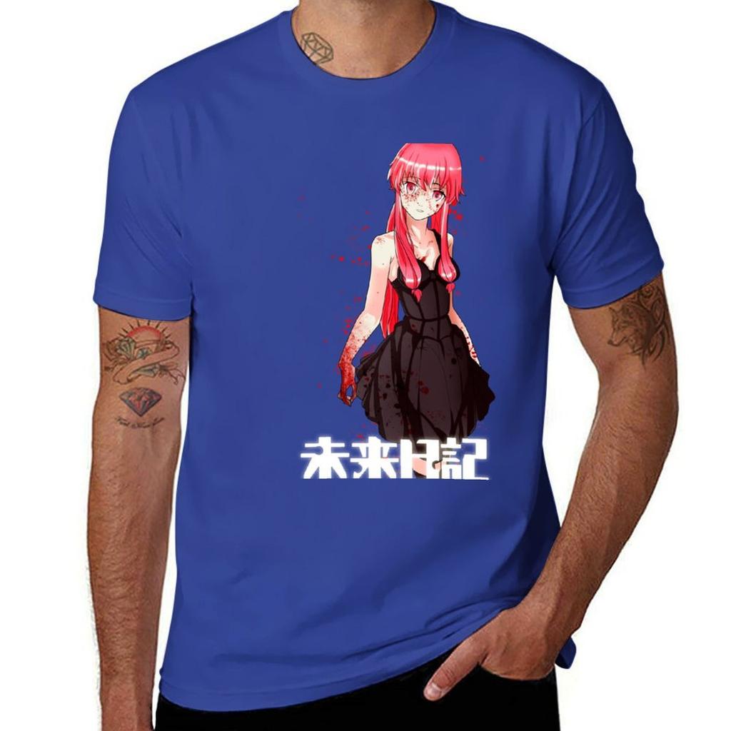 Mirai Nikki Tshirt Korean Fashion Aesthetic Clothes Animal Prinfor Boys Blacks Slim Fit T Shirts for Men