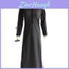 Elegant British Style Long Dress With Button Collar For Casual Office Wear