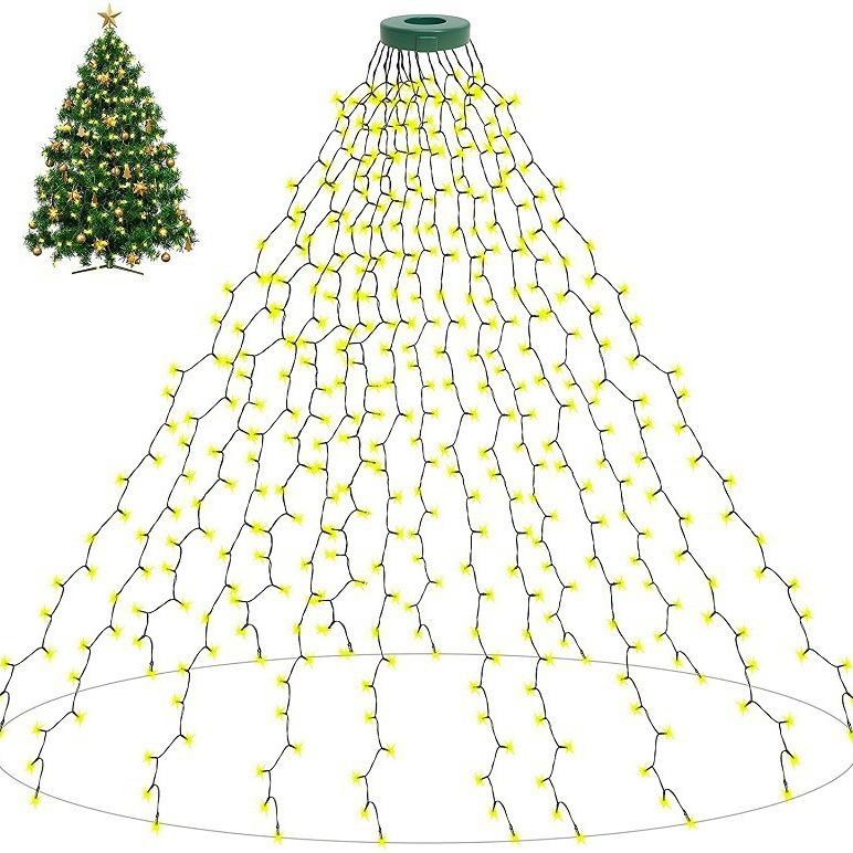 LED with Ring Christmas Tree Lights, Decorative Roof Lights String Garden Courtyard Outdoor Wall Tree Coat Waterfall Lights