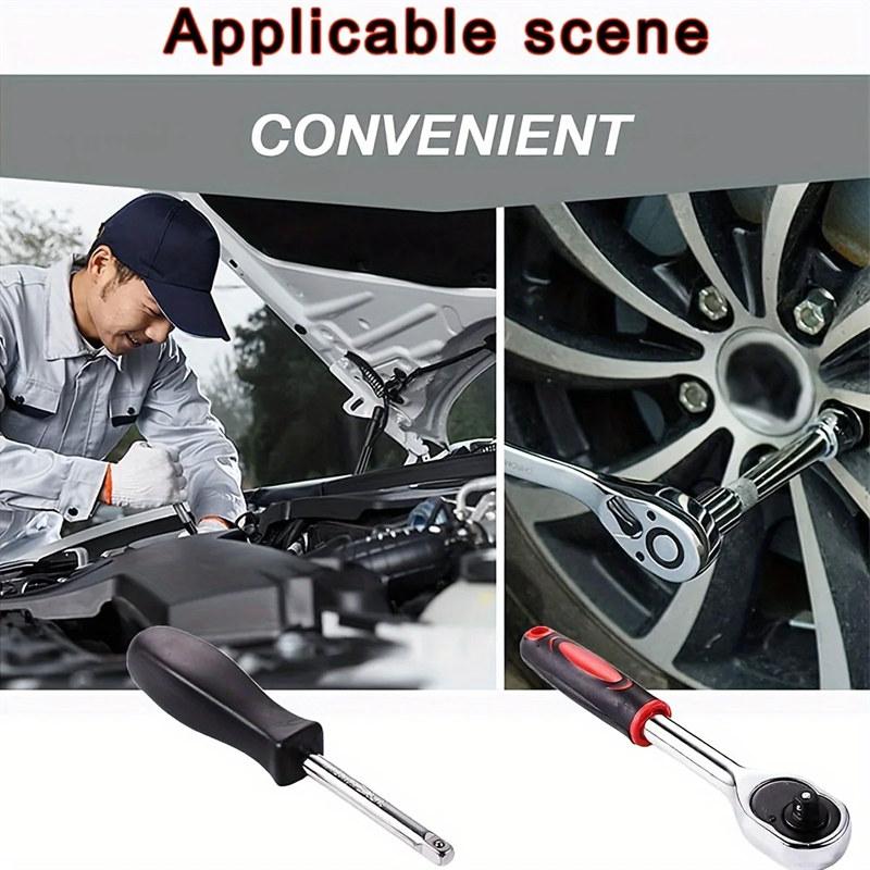 46pcs Drive Socket Set 1/4 Inch Ratchet Wrench Set with Sockets Metric Hex Bit Socket Set Mechanic Tool Kits for Auto Repair House