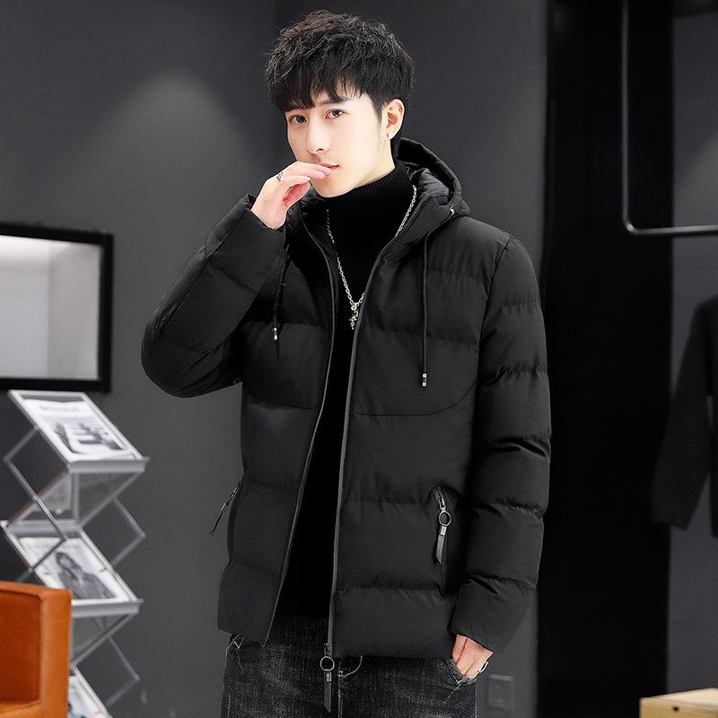 Winter zipper side seam socket padded jacket fit type thickened solid color casual detachable collar youth padded jacket