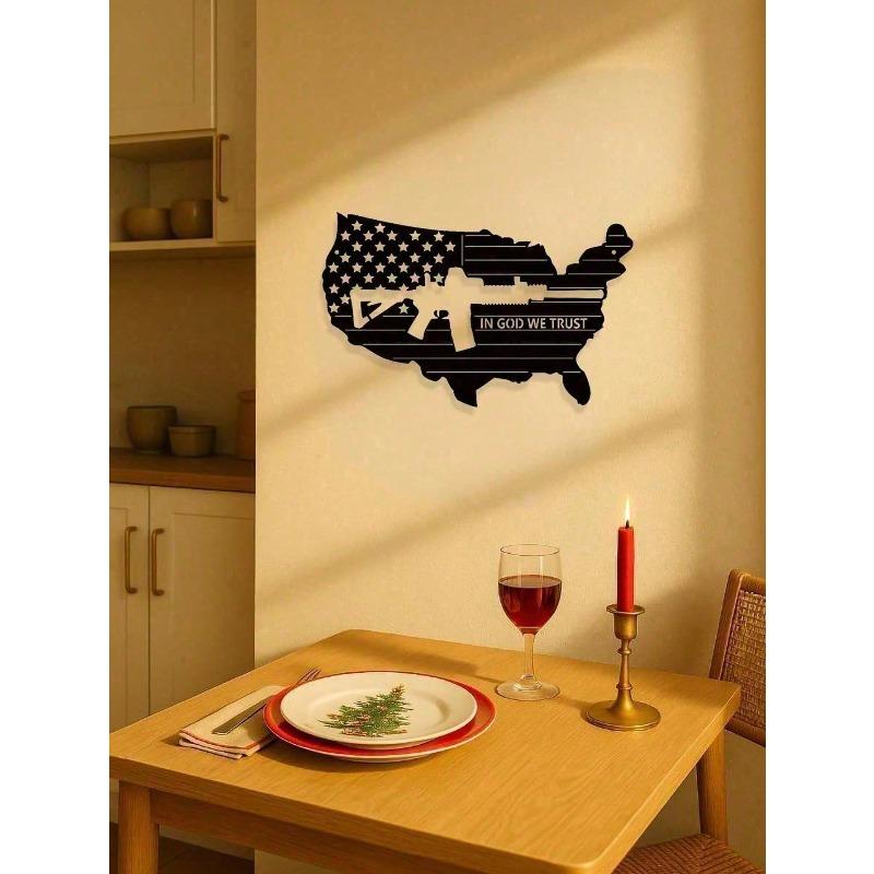 Vintage Rustic American Flag Metal Wall Art Tin Sign for Patriotic Decor Man Cave Military Gift