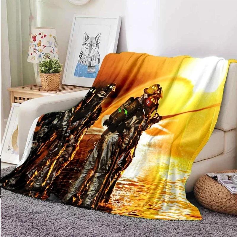 Throw Blanket Fleece Warm Cozy Soft for Couch Bed TV Firefighters Lightweight Fire Flannel hello kitty blanket coraline