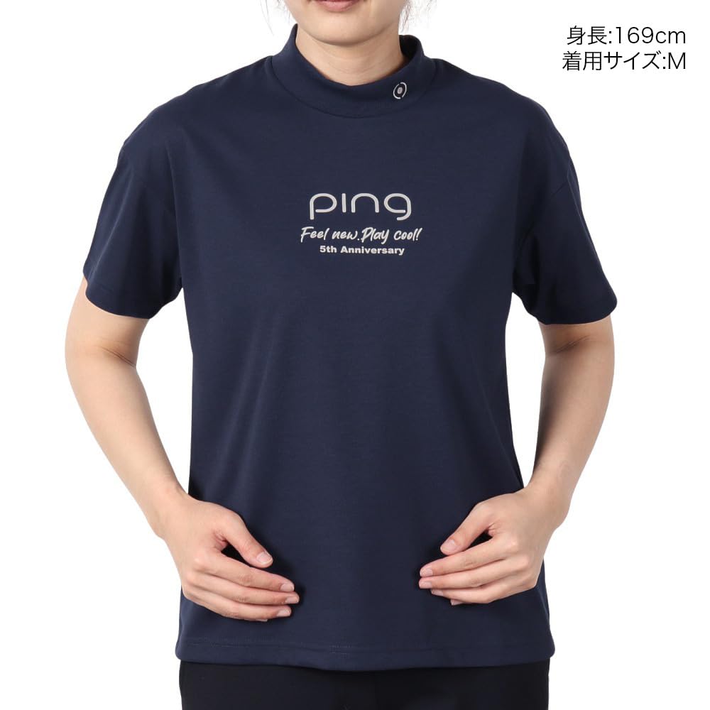 Short Sleeve High Neck Shirt Golf LL [Pin Apparel] Women's (Brand Logo) / / 622-5167306 120_Navy