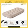 Beige Double Inflatable Camping Mattress: Portable, Thickened, and Foldable for Outdoor or Lunch Break Use.