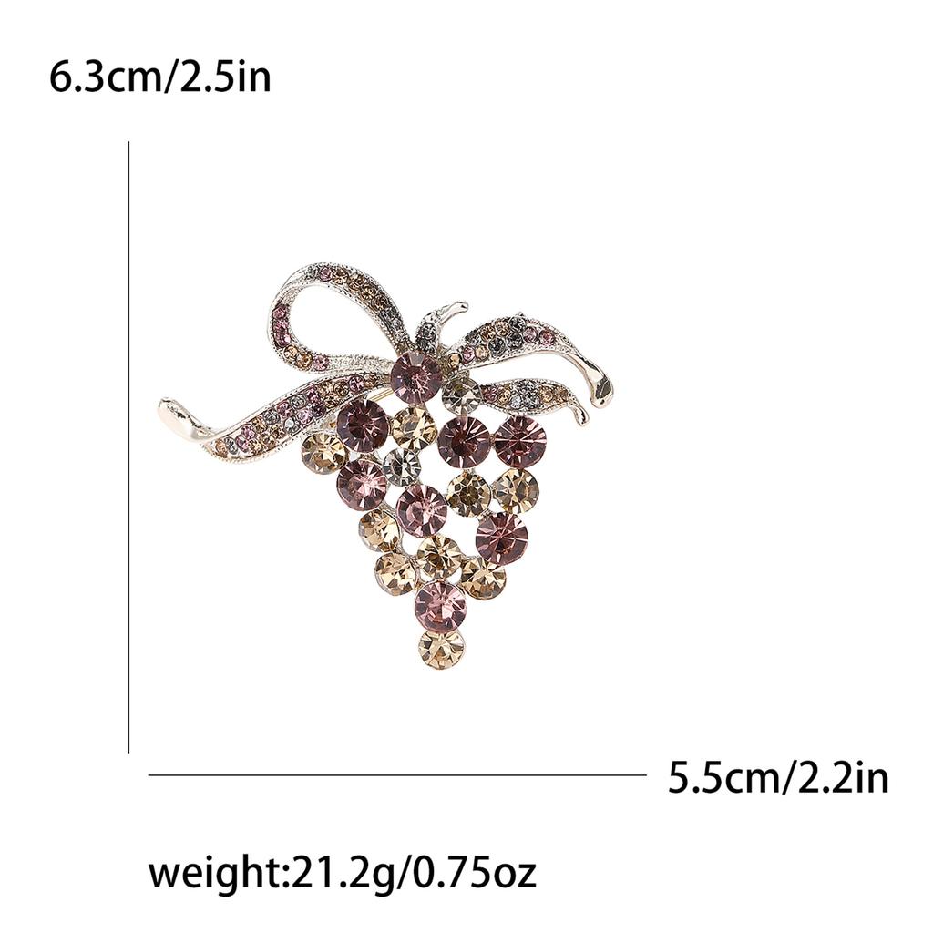 Broșă Strugure Elegantă și Proaspătă din Aliaj cu Strasuri Exquisită și Versatilă pentru Costum Femei, Cardigan, Corsaj, Bijuterie, Ac de Pălărie