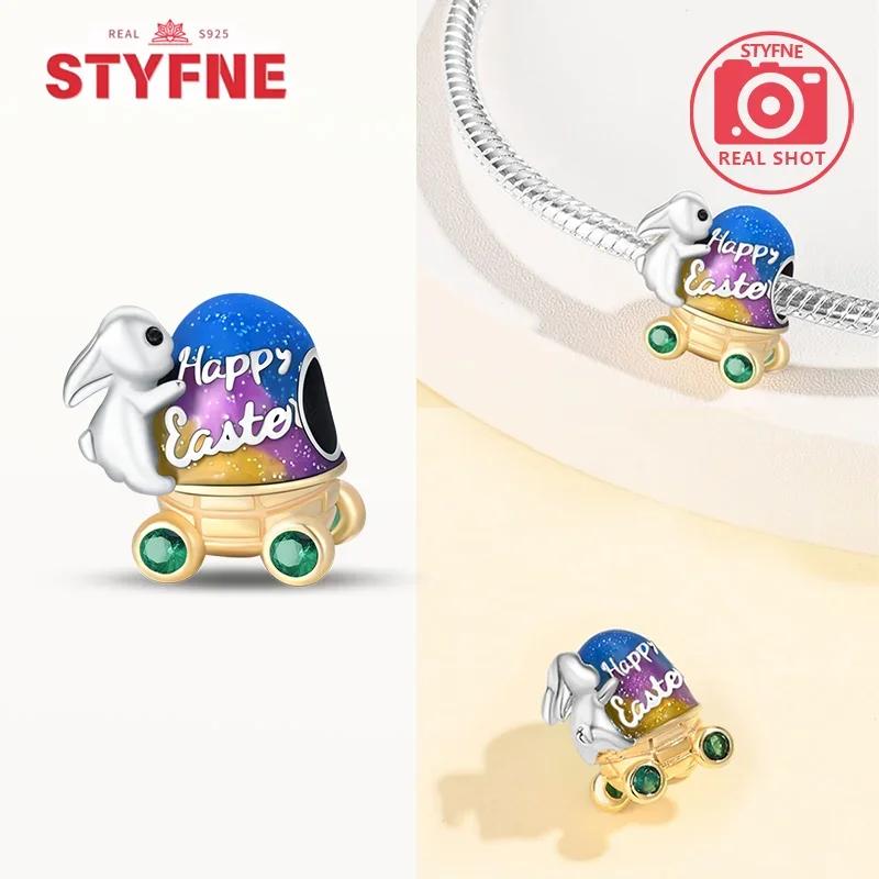 

Silver 925 Blue Star Easter Colorful Egg Charms Beads Fit Bracelets for Women Jewelry Party DIY Fine Gifts Accessories