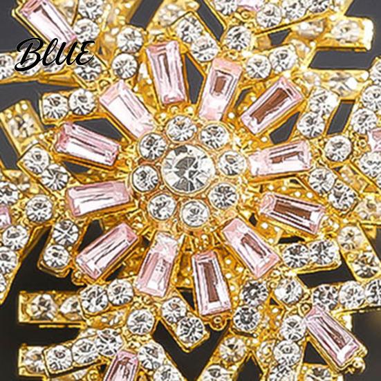 Women Fashion Accessory Rotating Snowflake Brooch Rhinestone Lapel Pin Decorative