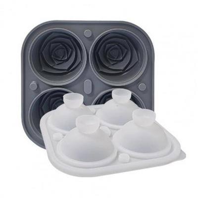 Eiswürfelform mit 4 Mulden, staubdicht, lebensmittelecht, BPA-frei, Silikonformen für Eiswürfel, Rose, für zu Hause, 4-Loch-Form für Eiswürfel in Roseform
