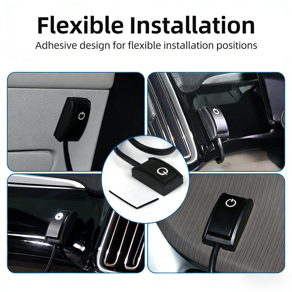 Car Modification Accessories Plastic Turn ON/OFF Switches Double Sided Tape Mount 12V Car Push Button Switches with Light